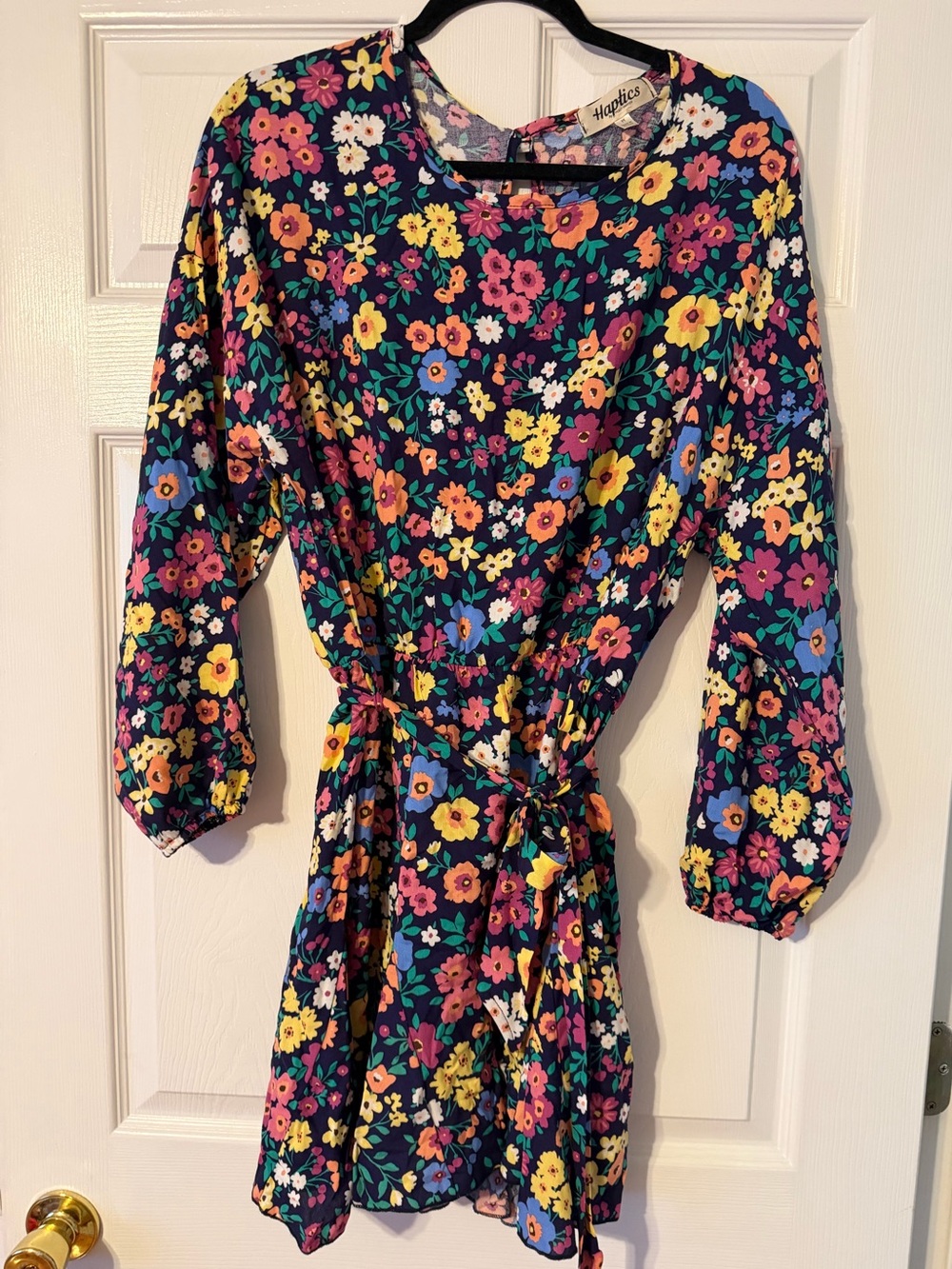 Floral Tie-Waist Romper with Bright Multicolor Blooms